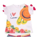 Βρεφικό σετ t-shirt σορτς τζιν πολύχρωμο Babybol 11107 για κορίτσια (18-24 μηνών)