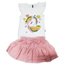 Βρεφικό σετ κορμάκι και φούστα μονόκερος λευκό ροζ(12-24 μηνών)