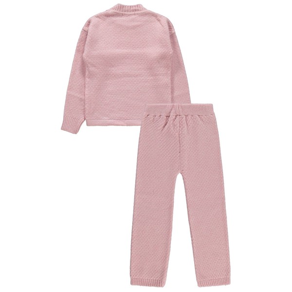 Παιδικό σετ πλεκτό παντελόνι μπλούζα ροζ για κορίτσια (6-10 ετών)