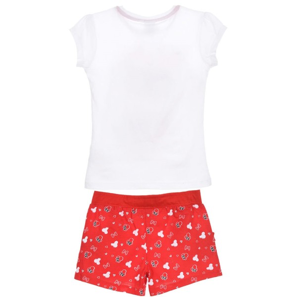 Παιδικό σετ μπλούζα-σορτς λευκό-κόκκινο με σχέδια minnie Disney για κορίτσια (4-8 ετών)