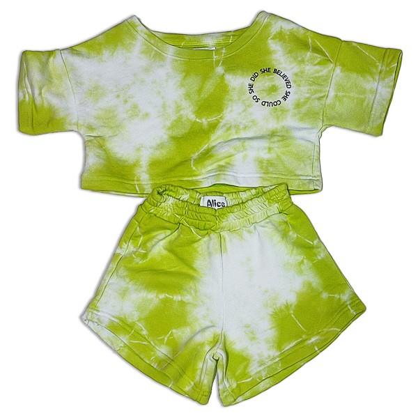 Παιδικό σετ tie-dye μονόχρωμο πράσινο Alice S21-A1812 για κορίτσια (2-12 ετών)