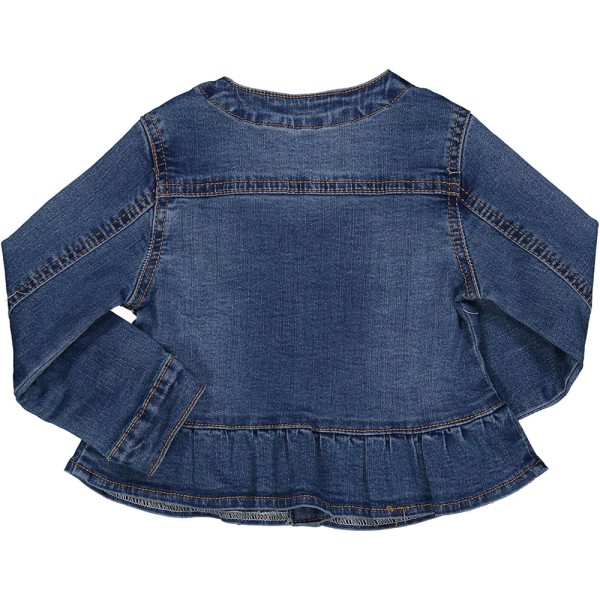 Παιδικό μπουφάν τζιν μπλε με βολάν για κορίτσια (4-7 ετών)