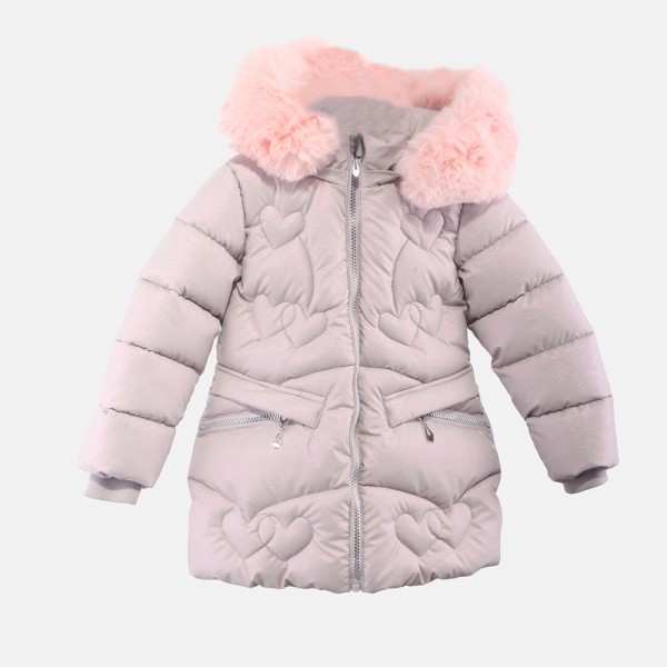 Παιδικό μπουφάν με γουνάκι ροζ Joyce 2393205 για κορίτσια (1-5 ετών)