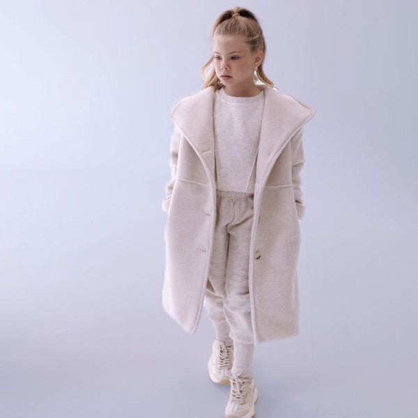 Παιδικό παλτό oversized μπεζ Alice A13011 για κορίτσια (4-12 ετών)