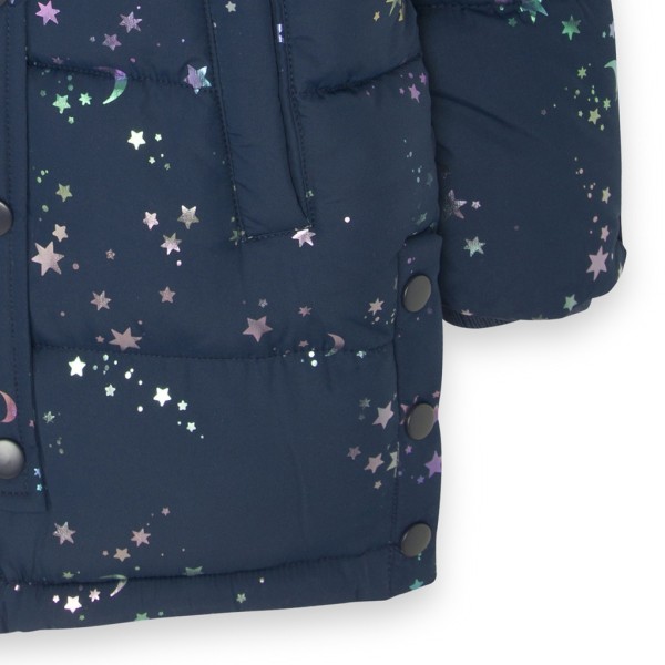 Παιδικό μπουφάν αστεράκια με κουκούλα σκούρο μπλε Nath KG03C601N1 για κορίτσια (3-10 ετών)