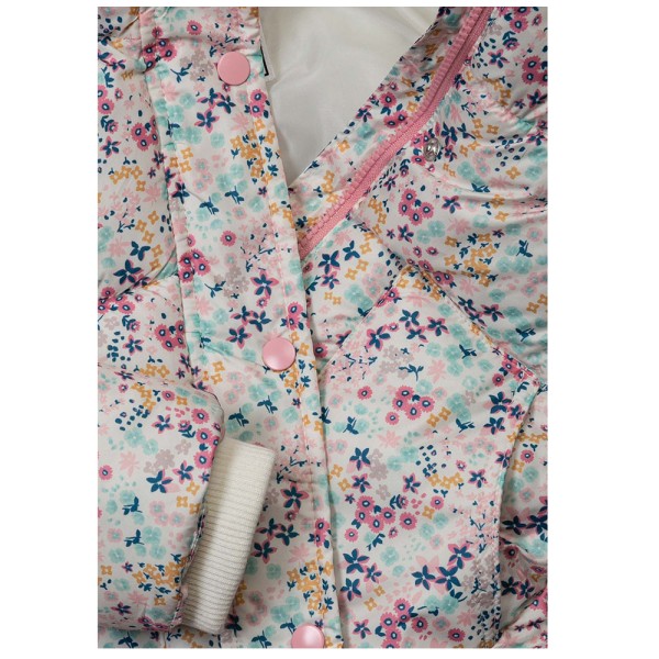 Παιδικό μπουφάν λευκό με πολύχρωμα λουλούδια Minoti TEAPOT5 για κορίτσια (3-8 ετών)