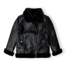 Παιδικό δερμάτινο μπουφάν με γούνα μαύρο Minoti ROCKSTAR9 για κορίτσια (8-14 ετών)