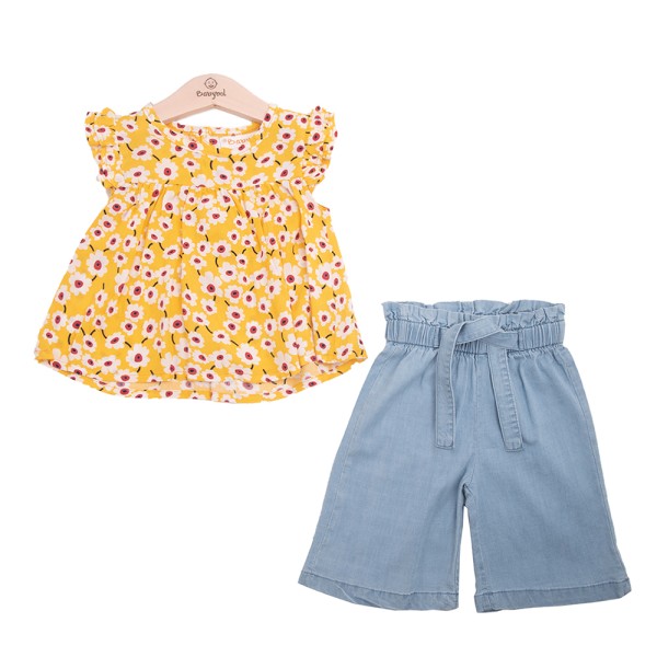 Παιδικό σετ μπλούζα παντελόνι κίτρινο-γαλάζιο Babybol 12169 για κορίτσια (3-6 ετών)