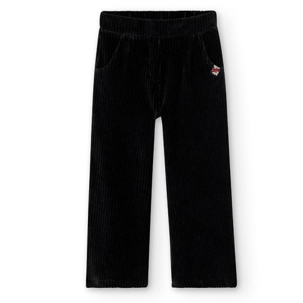 Παιδικό παντελόνι κοτλέ μαύρο Boboli 415190-890 για κορίτσια (4-10 ετών)