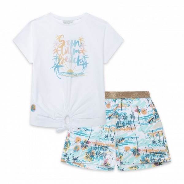 Παιδικό σετ μπλούζα venice beach άσπρη και σόρτς πολύχρωμο Tuc Tuc 11329416 για κορίτσια (8-14 ετών)