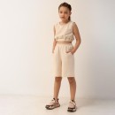 Παιδικό σετ αμάνικη μπλούζα και βερμούδα μπεζ Alice A18071 για κορίσια (2-12 ετών)