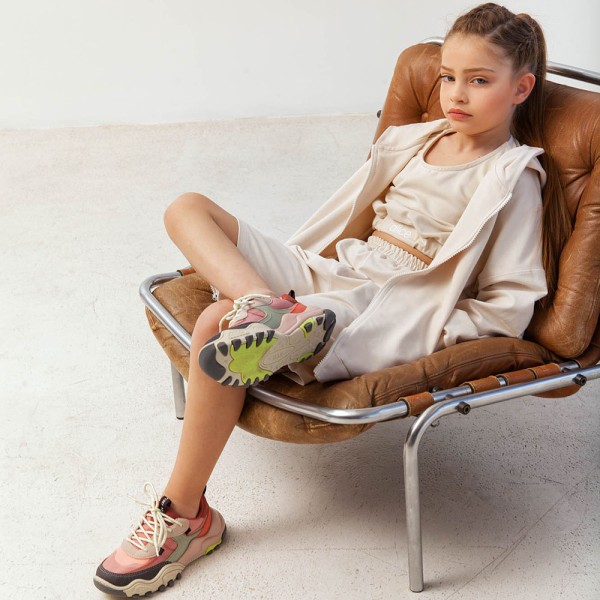 Παιδικό σετ αμάνικη μπλούζα και βερμούδα μπεζ Alice A18071 για κορίσια (2-12 ετών)