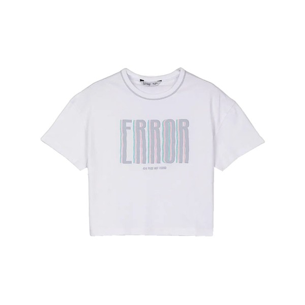 Παιδικό κοντομάνικο κροπ τοπ μπλουζάκι 'error' λευκό Tiffosi 10043647 για κορίτσια (7-14 ετών)