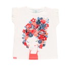 Παιδική μπλούζα με κοριτσάκι και λουλούδια λευκή Boboli 204095_110 για κορίτσια (2-6 ετών)