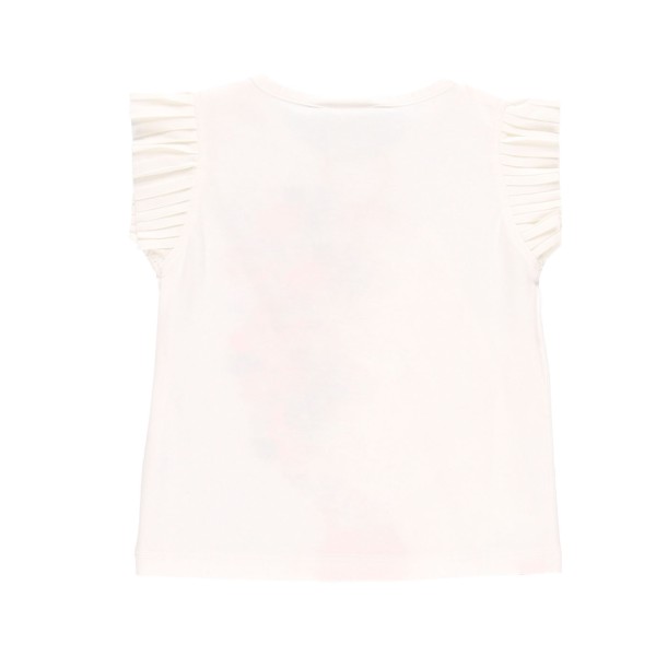 Βρεφική μπλούζα με κοριτσάκι και λουλούδια λευκή Boboli 204095_110 για κορίτσια (12-18 μηνών)