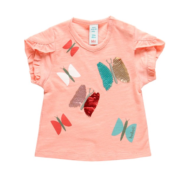 Βρεφικό t-shirt με πεταλούδες σομόν Boboli 234087 για κορίτσια (12-18 μηνών)