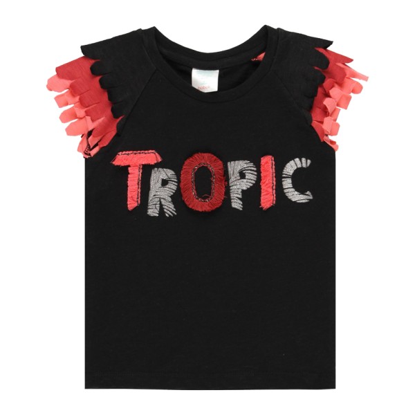 Παιδικό t-shirt tropic μαύρο για κορίτσια (4-16 ετών)
