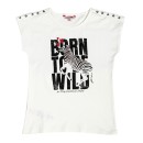 Παιδικό t-shirt born to be wild λευκό για κορίτσια (4-16 ετών)