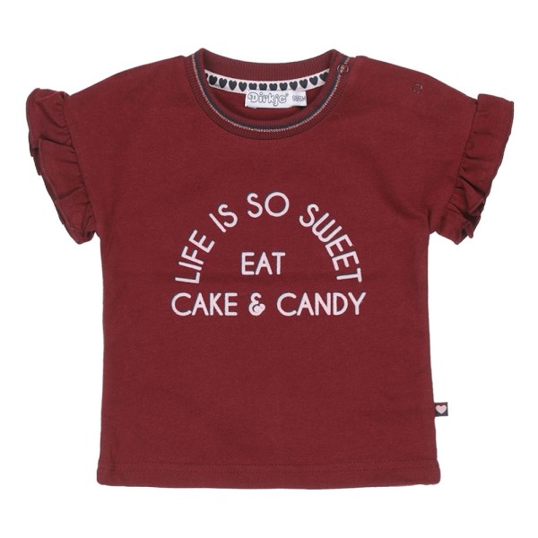 Παιδικό t-shirt 'life is so sweet' μπορντώ για κορίτσια Dirkje V42278-35 (2-6 ετών)