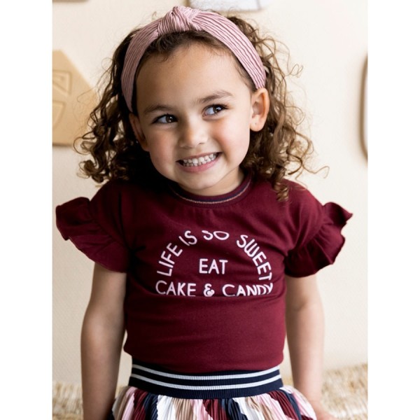 Παιδικό t-shirt 'life is so sweet' μπορντώ για κορίτσια Dirkje V42278-35 (2-6 ετών)