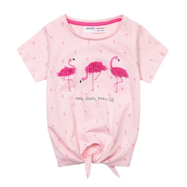 Παιδικό t-shirt με φλαμίνγκο ροζ Minoti VIBRANT5 για κορίτσια (3-8 ετών)