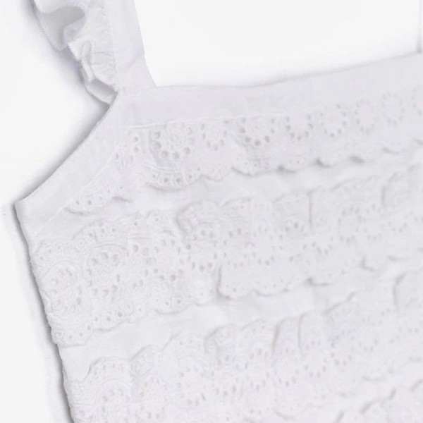 Παιδικό αμάνικο μπλουζάκι κροπ τοπ με δαντέλα λευκό Tiffosi 10043875 για κορίτσια (9-14 ετών)
