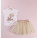 Παιδικό σετ μπλούζα και φούστα τούλινη λευκό μπεζ για κορίτσια (1-4 ετών)
