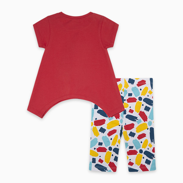 Βρεφικό σετ κολάν με μπλούζα κόκκινο-πολύχρωμο Tuc Tuc 11300107 για κορίτσια (18 μηνών)