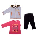 Παιδικό σετ ζακέτα μπλούζα κολάν γκρι-ροζ Babybol 21113 για κορίτσια (2-6 ετών)