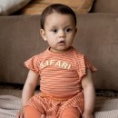 Βρεφικό σετ μπλουζοφόρεμα με βολάν και κολάν πορτοκαλί Dirkje V42354-31 για κορίτσια (6-18 μηνών)