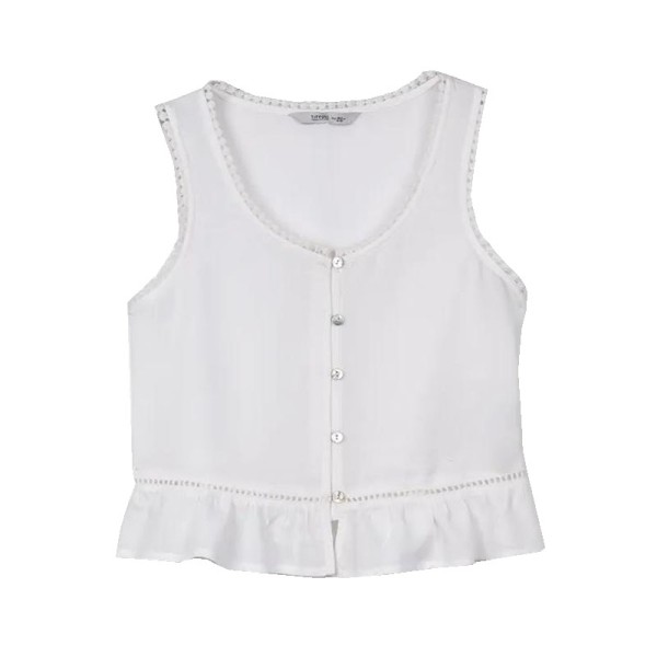 Παιδικό αμάνικο πουκάμισο με δαντέλα λευκό Tiffosi 10043914 για κορίτσια (7-14 ετών)