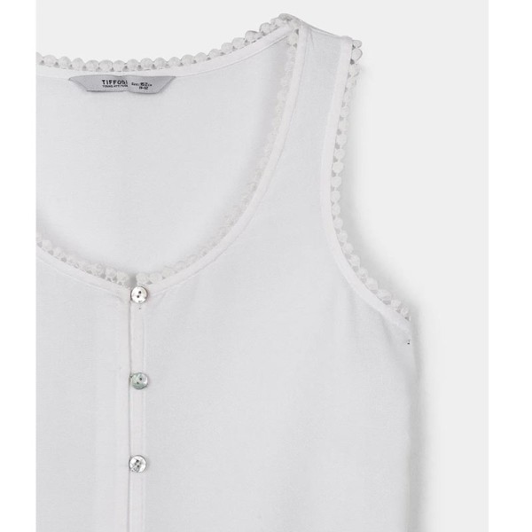 Παιδικό αμάνικο πουκάμισο με δαντέλα λευκό Tiffosi 10043914 για κορίτσια (7-14 ετών)