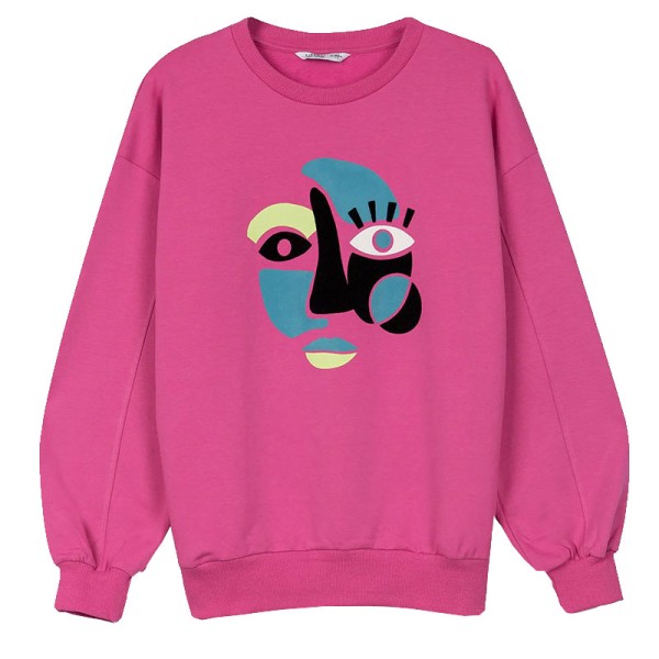 Παιδική μπλούζα με τύπωμα πρόσωπο ροζ Tiffosi 10046017 για κορίτσια (7-16 ετών)