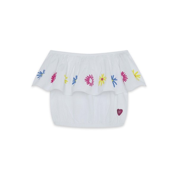 Παιδική μπλούζα crop-top με μαργαρίτες άσπρη Tuc Tuc 11329358 για κορίτσια (8-14 ετών)