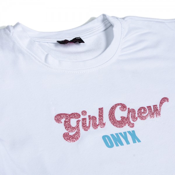 Παιδική μπλούζα κροπ τοπ λευκή για κορίτσια (5-14 ετών)