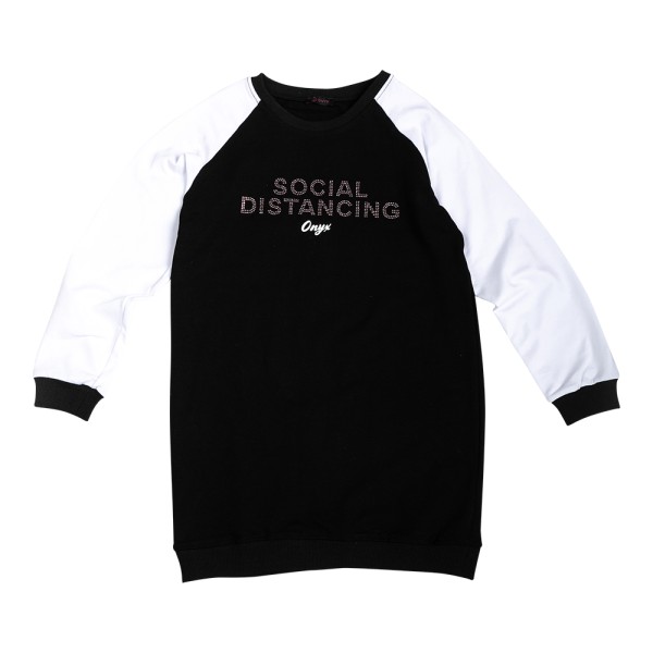 Παιδική μπλούζα social distancing μαύρη για κορίτσια (5-14 ετών)