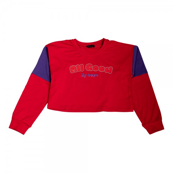 Παιδική μπλούζα κροπ τοπ κόκκινη για κορίτσια (5-14 ετών)