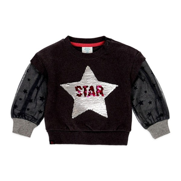 Παιδική μπλούζα μαύρη με παγιέτα αστεράκι Boboli 215008-8116 για κορίτσια (2-6 ετών)