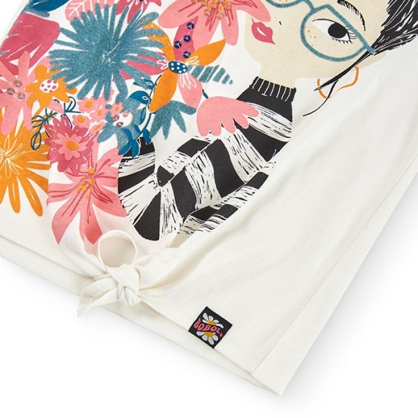 Παιδική μπλούζα λευκή με λουλούδια Boboli 415044-1111 για κορίτσια (4-10 ετών)
