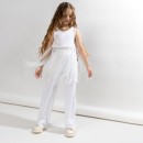 Παιδική μπλούζα κροπ τοπ με κρόσια ριπ λευκό Alice A14121 για κορίτσια (2-12 ετών)