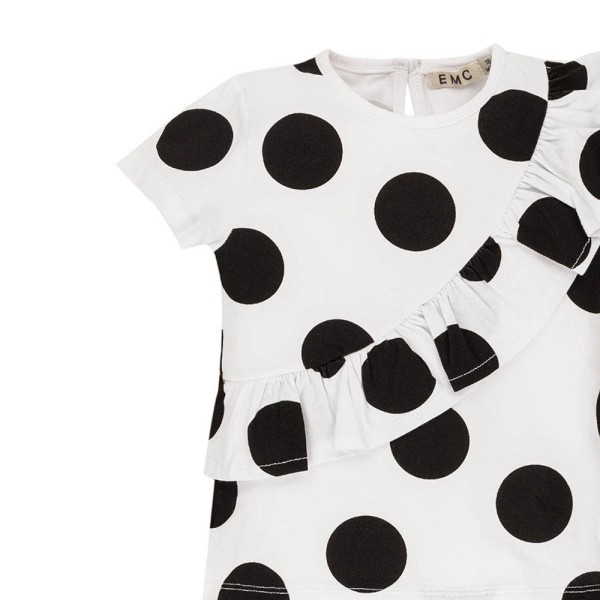 Παιδική μπλούζα πουά λευκή-μαύρη EMC BX1921 για κορίτσια (6-8 ετών)