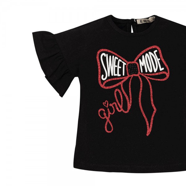 Παιδική μπλούζα ΄  sweet mode΄  μαύρο-κόκκινο EMC BX1924 για κορίτσια (6-8 ετών)