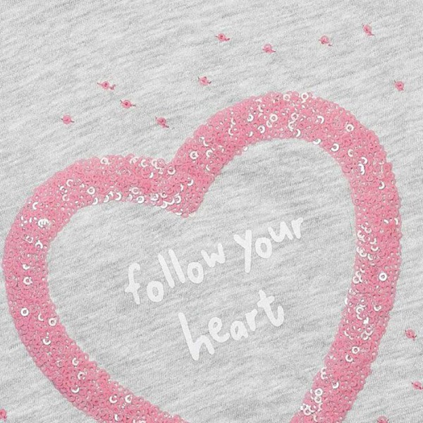 Βρεφική μπλούζα με καρδιά ροζ-γκρι Minoti CHAIN4 για κορίτσια (12-24 μηνών)