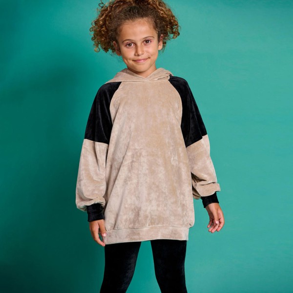 Παιδική μπλούζα βελούδο μπεζ μαύρο Melin Rose MRW24-0327 για κορίτσια (4-14 ετών)