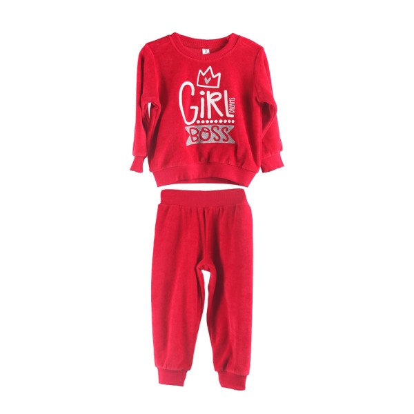 Παιδικές πιτζάμες βελουτέ Girl Boss κόκκινο Joyce 2373102 για κορίτσια (1-5 ετών)