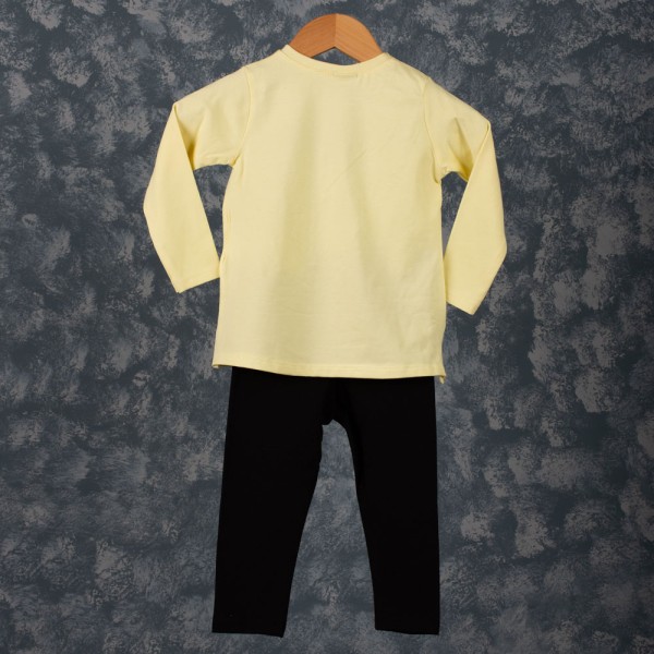 Παιδικό σετ μπλούζα με κολάν κίτρινο-μαύρο για κορίτσια (3-6 ετών)