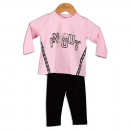 Παιδικό σετ μπλούζα με κολάν ροζ-μαύρο για κορίτσια (1-3 ετών)