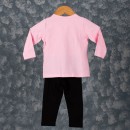 Παιδικό σετ μπλούζα με κολάν ροζ-μαύρο για κορίτσια (1-3 ετών)