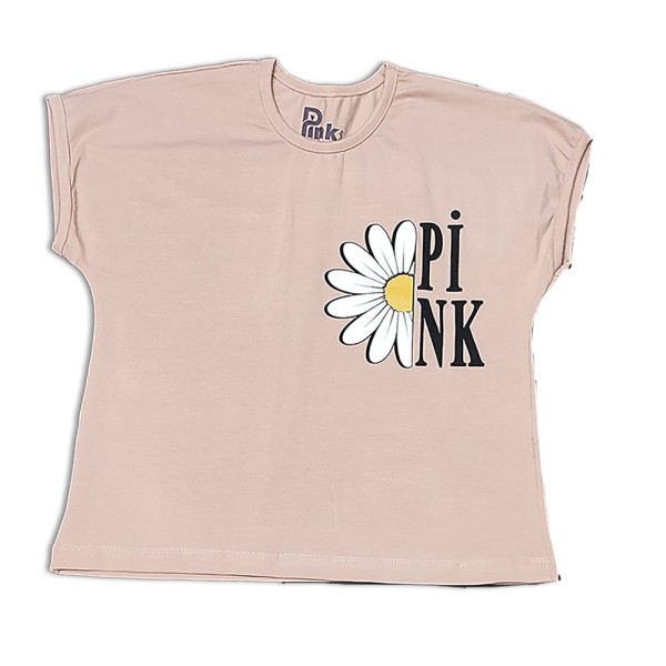 Παιδικό σετ t shirt με κολάν pink με μαργαρίτα για κορίτσια (5-9 ετών)