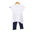 Παιδικό σετ t-shirt με κολάν λευκό-μπλε για κορίτσια (5-8 ετών)